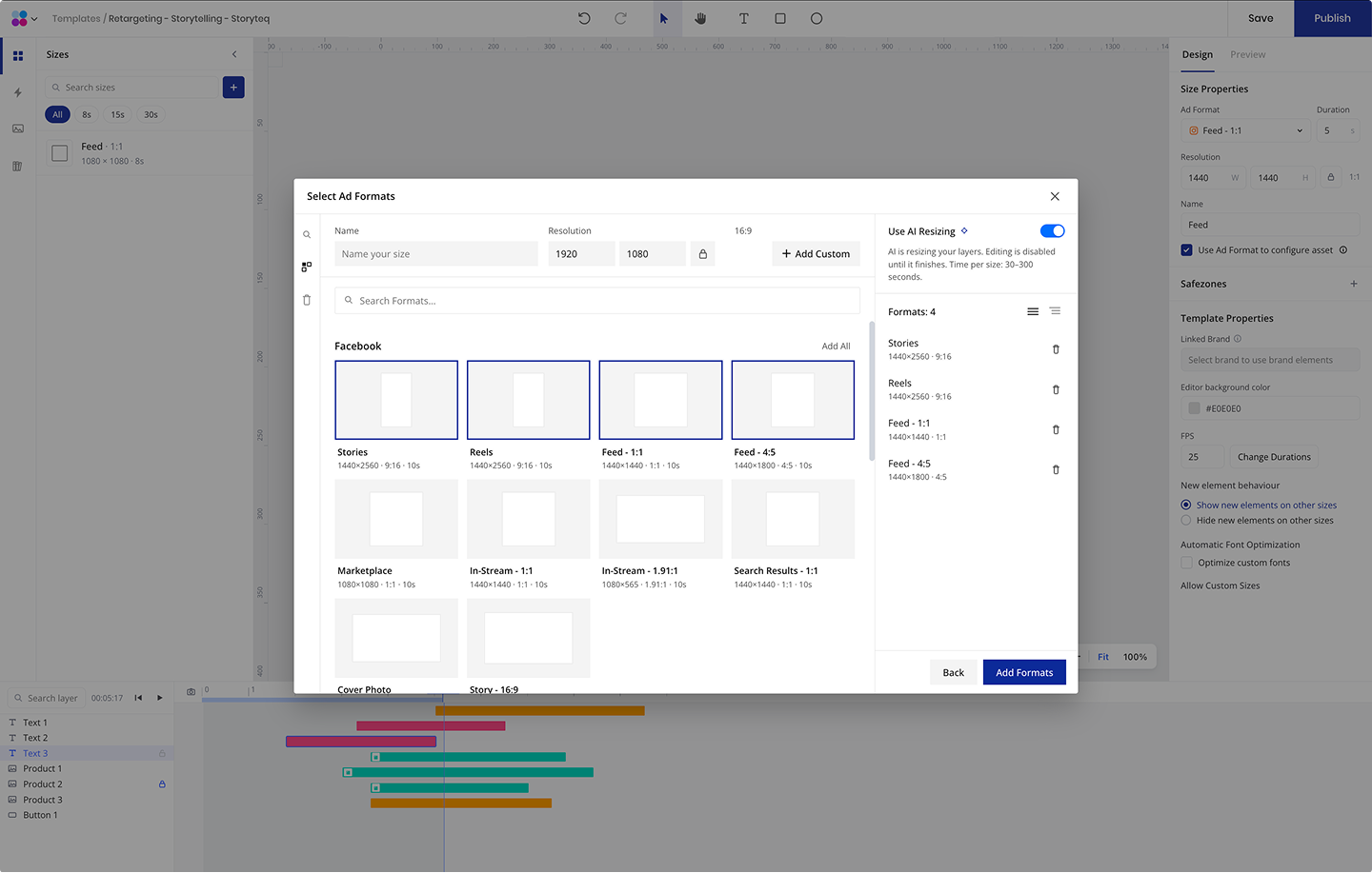 Enable AI resizing for selected formats